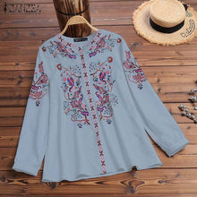 Load image into Gallery viewer, Bohemian Printed Tops Women&#39;s Autumn Blouse ZANZEA 2019 Plus Size Tunic Fashion V Neck Long Sleeve Shirts Female Casual Blusas