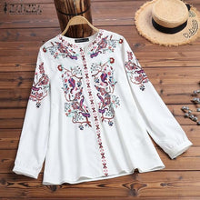 Load image into Gallery viewer, Bohemian Printed Tops Women&#39;s Autumn Blouse ZANZEA 2019 Plus Size Tunic Fashion V Neck Long Sleeve Shirts Female Casual Blusas