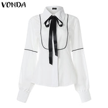 Load image into Gallery viewer, VONDA Ladies Office Shirt 2019 Autumn Blouse Women Sexy Lantern Sleeve Turn-down Collar Shirt Casual Tops Plus Size Blusas S-5XL