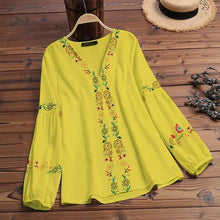 Load image into Gallery viewer, Bohemian Printed Tops Women&#39;s Autumn Blouse ZANZEA 2019 Plus Size Tunic Fashion V Neck Long Sleeve Shirts Female Casual Blusas