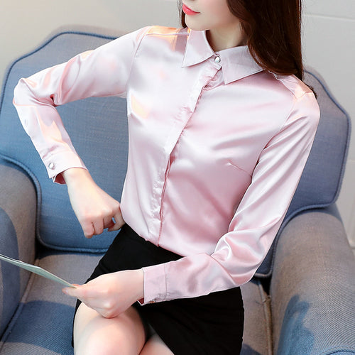 Women Silk Shirt Elegant Women Satin Blouses Shirts Blusas Mujer De Moda 2019 Korean Fashion Women Silk Blouses Shirt Plus Size