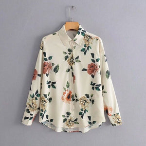 2019 women vintage fashion flower print casual blouse shirts women long sleeve elegant blusas feminina business chic tops LS4084