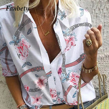 Load image into Gallery viewer, 2020 Spring Women Leisure Blouse Tops Women chain Print work office Blouse Shirt Lady Stylish Long Sleeve Blouses femmes 5XL