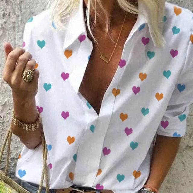 2020 Spring Women Leisure Blouse Tops Women chain Print work office Blouse Shirt Lady Stylish Long Sleeve Blouses femmes 5XL