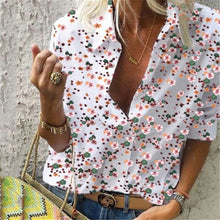 Load image into Gallery viewer, 2020 Spring Women Leisure Blouse Tops Women chain Print work office Blouse Shirt Lady Stylish Long Sleeve Blouses femmes 5XL