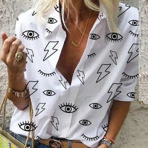 2020 Spring Women Leisure Blouse Tops Women chain Print work office Blouse Shirt Lady Stylish Long Sleeve Blouses femmes 5XL