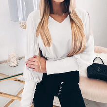 Load image into Gallery viewer, Spring Autumn O Neck White Blouse Shirts Elegant Office Lady Back Metal Buttons Blouses Casual Women Long Sleeve Blusa Tops 3XL