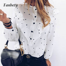 Load image into Gallery viewer, Women 2020 Spring Polka Dot Ruffle Blouse Shirt Elegant Casual O Neck Buttons Pullover Blusa Lady Autumn Long Sleeve Tops blusa