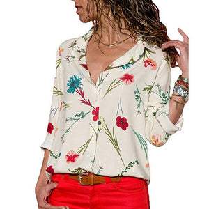 New Autumn Shirts 2019 women Fashion Print Blouse Turn Down Long Sleeve Shirt Office Blouse Shirt Blusa Casual Suelta