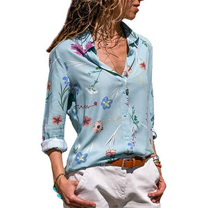 New Autumn Shirts 2019 women Fashion Print Blouse Turn Down Long Sleeve Shirt Office Blouse Shirt Blusa Casual Suelta