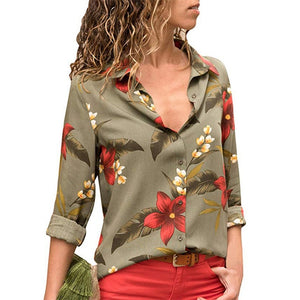 New Autumn Shirts 2019 women Fashion Print Blouse Turn Down Long Sleeve Shirt Office Blouse Shirt Blusa Casual Suelta