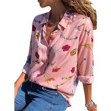 Load image into Gallery viewer, New Autumn Shirts 2019 women Fashion Print Blouse Turn Down Long Sleeve Shirt Office Blouse Shirt Blusa Casual Suelta