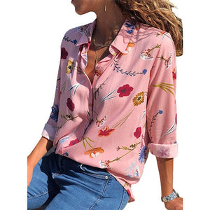 New Autumn Shirts 2019 women Fashion Print Blouse Turn Down Long Sleeve Shirt Office Blouse Shirt Blusa Casual Suelta