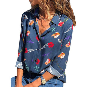 New Autumn Shirts 2019 women Fashion Print Blouse Turn Down Long Sleeve Shirt Office Blouse Shirt Blusa Casual Suelta