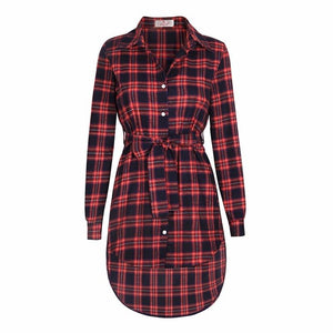 Women Blouses Long Sleeve Plaid Shirts Turn Down Collar Shirt Casual Tunic Feminine Irregular Blouses Plus Size Tops LJ5932M