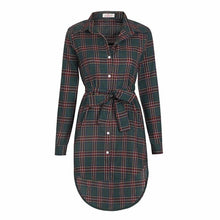 Load image into Gallery viewer, Women Blouses Long Sleeve Plaid Shirts Turn Down Collar Shirt Casual Tunic Feminine Irregular Blouses Plus Size Tops LJ5932M