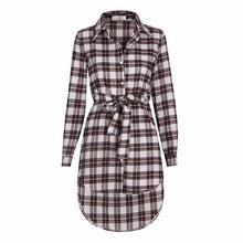 Load image into Gallery viewer, Women Blouses Long Sleeve Plaid Shirts Turn Down Collar Shirt Casual Tunic Feminine Irregular Blouses Plus Size Tops LJ5932M