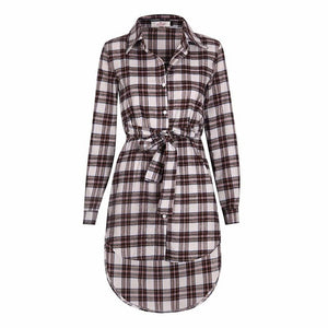 Women Blouses Long Sleeve Plaid Shirts Turn Down Collar Shirt Casual Tunic Feminine Irregular Blouses Plus Size Tops LJ5932M