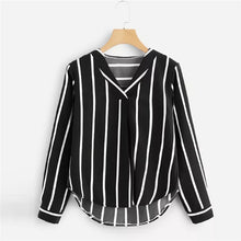 Load image into Gallery viewer, Autumn Long Sleeve V Neck Irregular Stripe Shirt Women Casual Tops And Blouses chemise femme camisas mujer women blouses #10